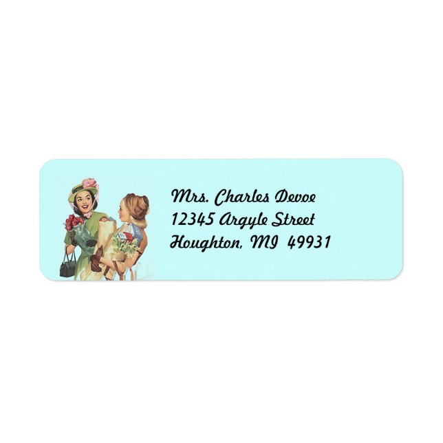 Vintage Housewife Errands run Return Address Label (Front)