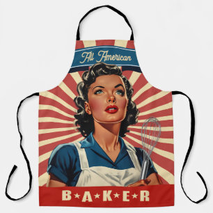 Vintage housewife patriotic USA baker baking Apron