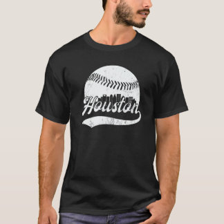 Vintage Houston Cityscape Baseball  For Men Women  T-Shirt
