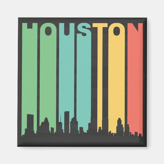 Vintage Houston Cityscape Magnet (Front)
