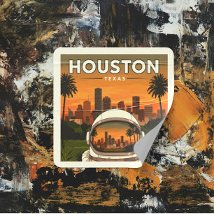 Vintage Houston Texas Square Sticker
