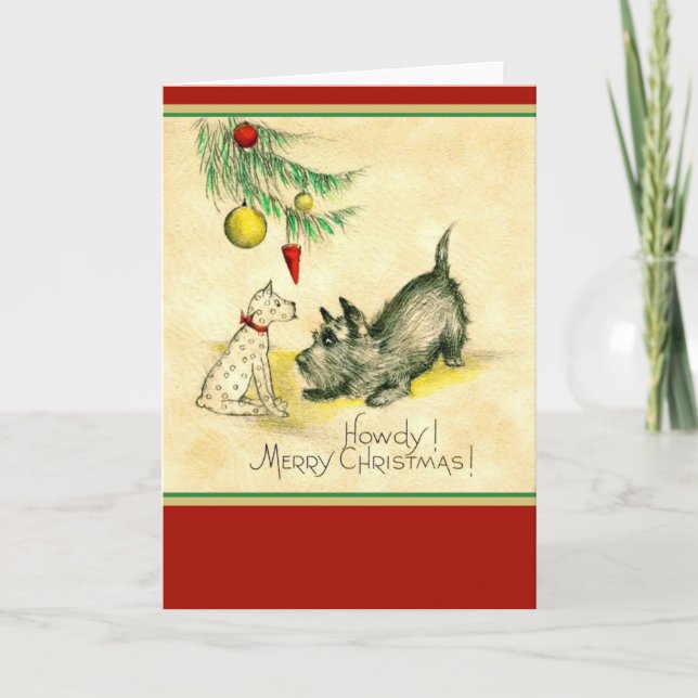 Vintage Howdy Christmas Greeting Card (Front)