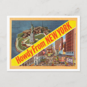 Vintage Howdy from New York 1940s Postcard