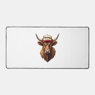 Vintage Howdy Highland Cow Western Trucker Hat Sty Desk Mat