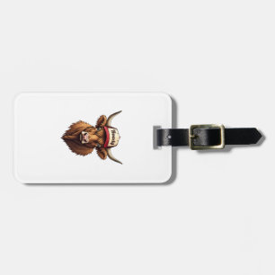 Vintage Howdy Highland Cow Western Trucker Hat Sty Luggage Tag