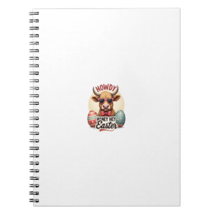 Vintage Howdy Honey Easter Highland Cow Cute Bunny Notebook