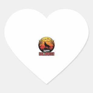 Vintage Howling Wolf Happy Halloween Vector Design Heart Sticker