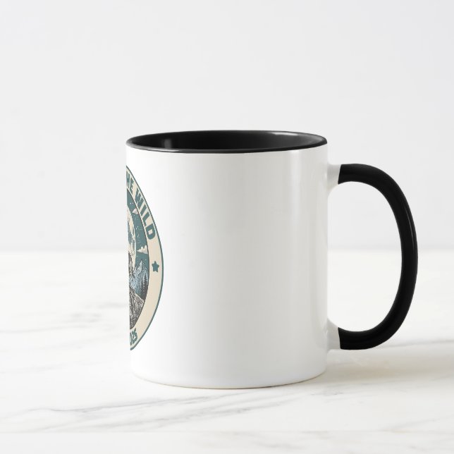 Vintage Howling Wolf Under Full Moon Wilderness Mug (Right)