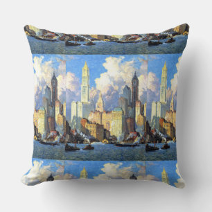 Vintage Hudson River Waterfront Cushion