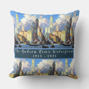 Vintage Hudson River Waterfront Cushion