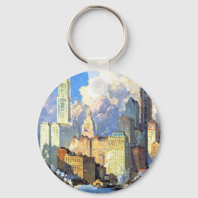 Vintage Hudson River Waterfront Key Ring (Front)