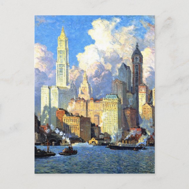 Vintage Hudson River Waterfront Postcard (Front)