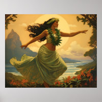 Vintage Hula Dance Hawaiian Woman Travel