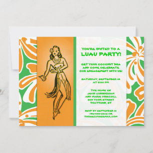 Vintage Hula Dancer Luau Invitation