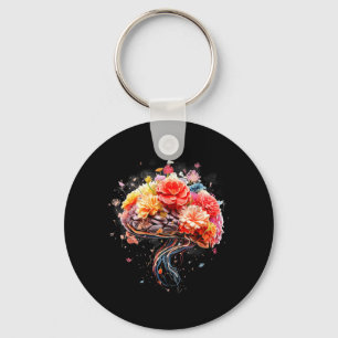 Vintage Human Anatomy Brain Colourful Brain Scienc Key Ring