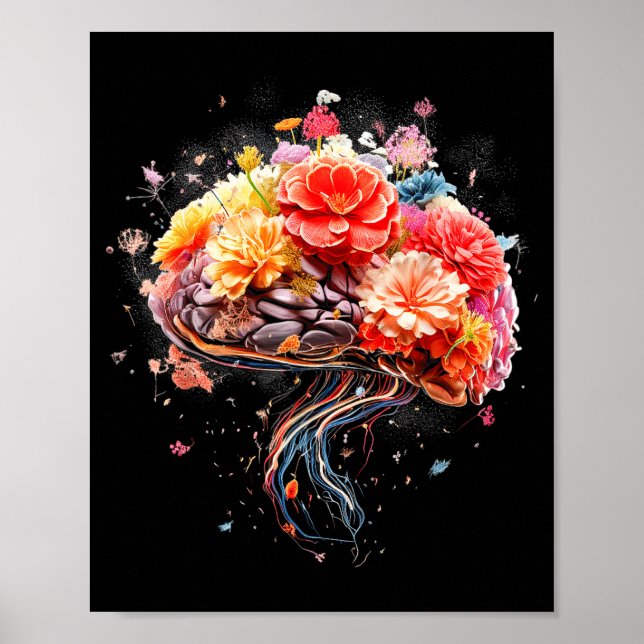 Vintage Human Anatomy Brain Colourful Brain Scienc Poster (Front)