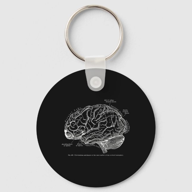 Vintage Human Anatomy Brain T- Key Ring (Front)
