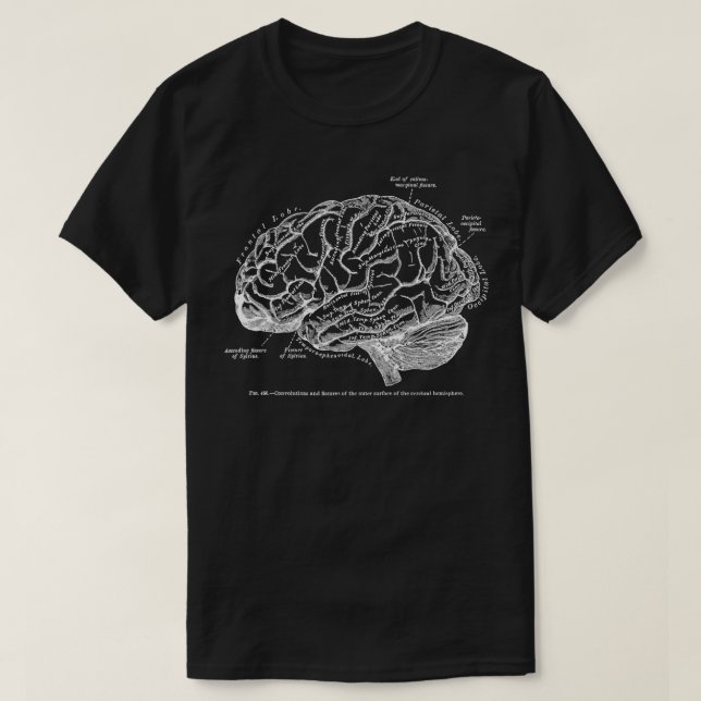 Vintage Human Anatomy Brain  T-Shirt (Design Front)