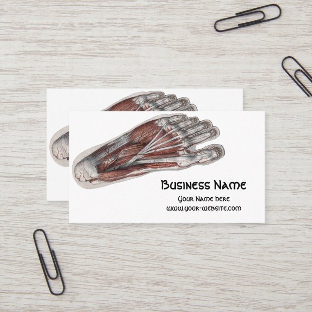 Vintage Human Anatomy Foot Feet Podiatry Business Card (Front/Back In Situ)