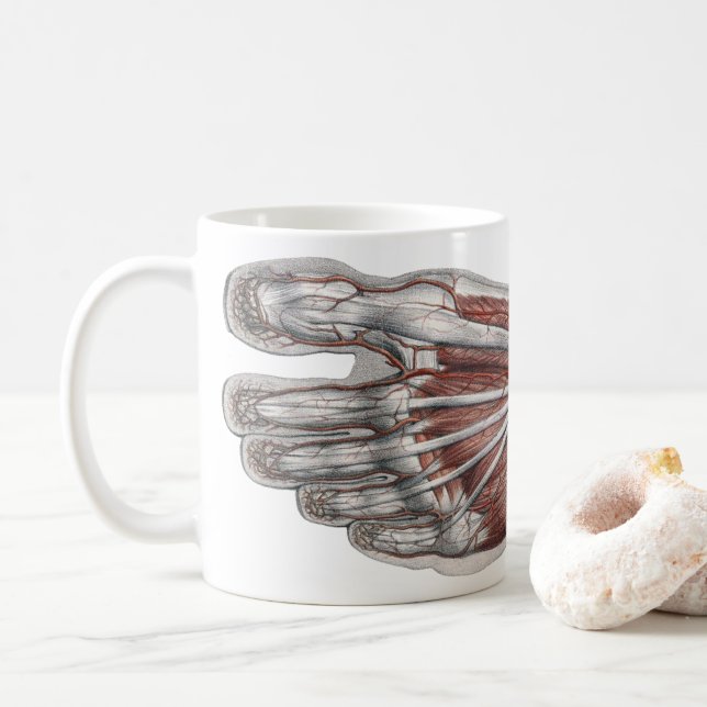 Vintage Human Anatomy Footprint Podiatry Feet Coffee Mug (With Donut)
