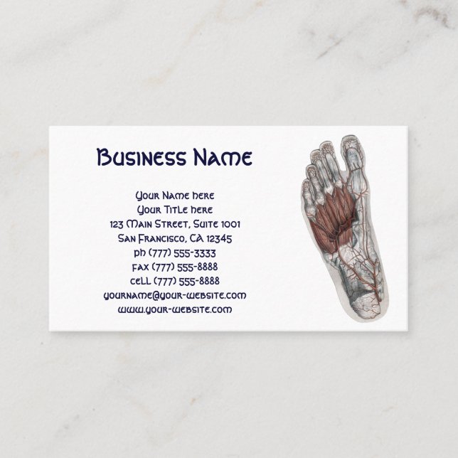 Vintage Human Anatomy Footprint Podiatry Foot Business Card (Front)