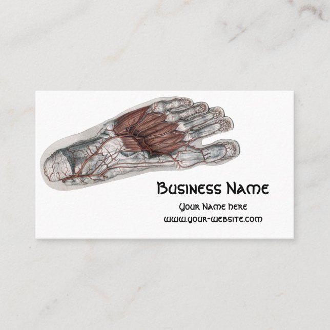 Vintage Human Anatomy Footprint Podiatry Foot Business Card (Front)