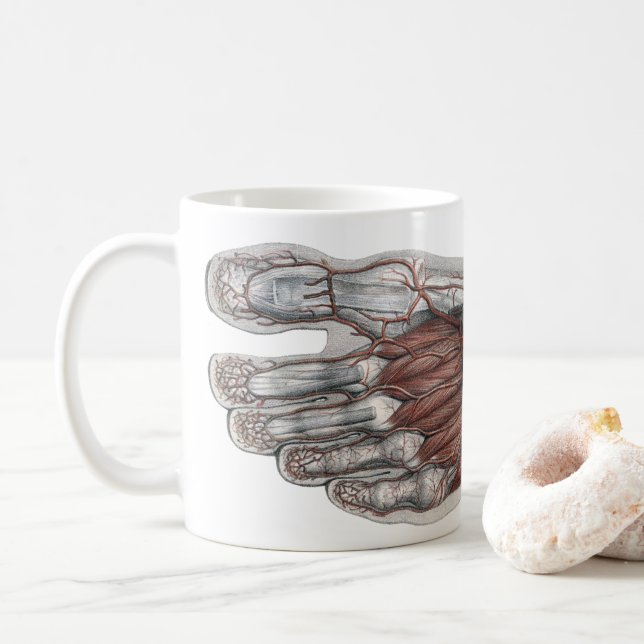 Vintage Human Anatomy Footprint Podiatry Foot Coffee Mug (With Donut)