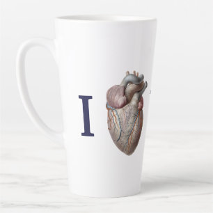 Vintage Human Anatomy, I Heart Love You Latte Mug