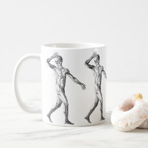 Vintage Human Anatomy, Male Body Muscles Coffee Mug