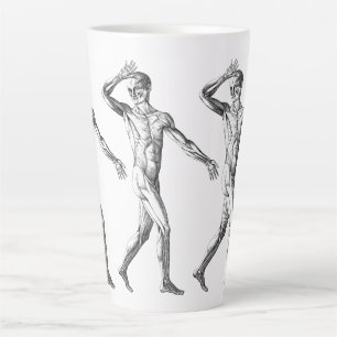 Vintage Human Anatomy, Male Body Muscles Latte Mug