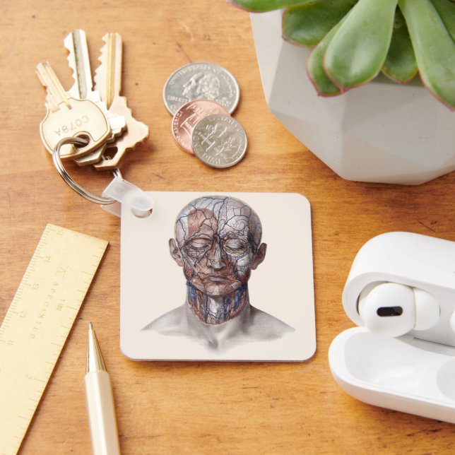 Vintage Human Anatomy Science, Head Throat Nose Key Ring (Desk)