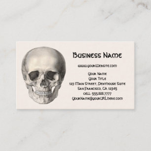 Vintage Human Anatomy Skull, Halloween Skeleton Business Card