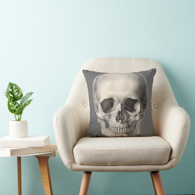 Vintage Human Anatomy Skull, Halloween Skeleton Cushion (Chair)
