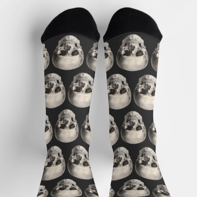 Vintage Human Anatomy Skull, Halloween Skeleton Socks (Top)