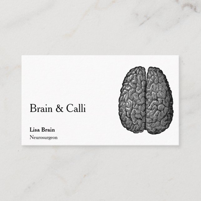 Vintage Human Brain Illustration Business Card (Front)