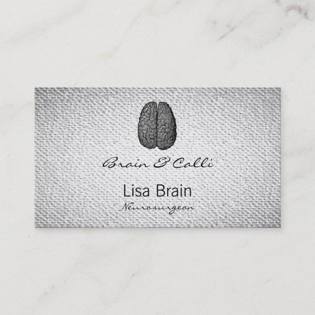 Vintage Human Brain Illustration Business Card (Front)