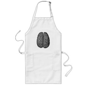 Vintage Human Brain Illustration Long Apron