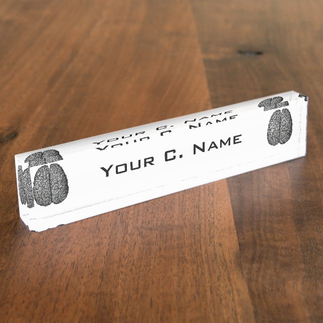 Vintage Human Brain Illustration Nameplate (Side)