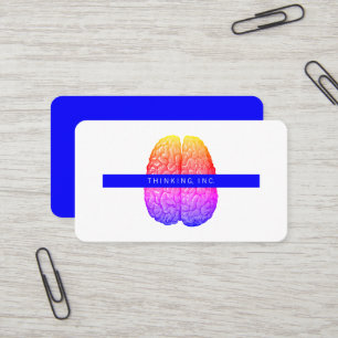 Vintage Human Brain Illustration Rainbow Gradient Business Card