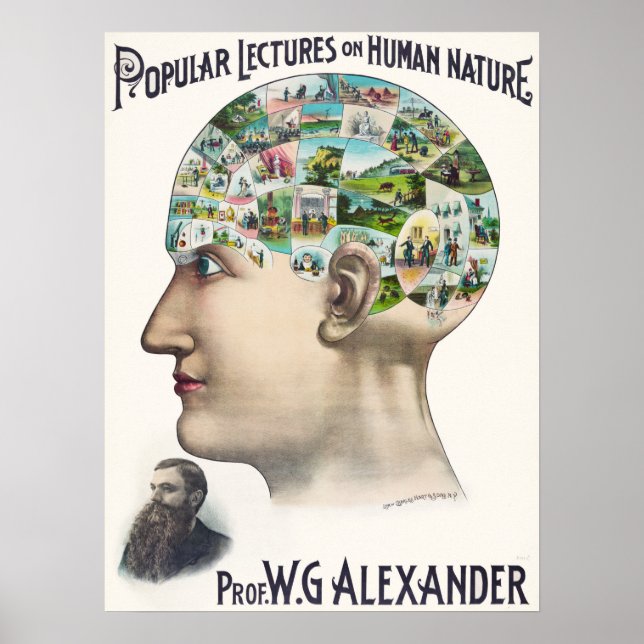 Vintage Human Nature/Phrenology head Illustration Poster (Front)