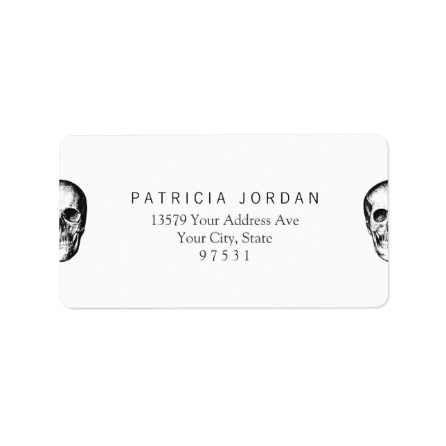 Vintage Human Skull Face Label (Front)