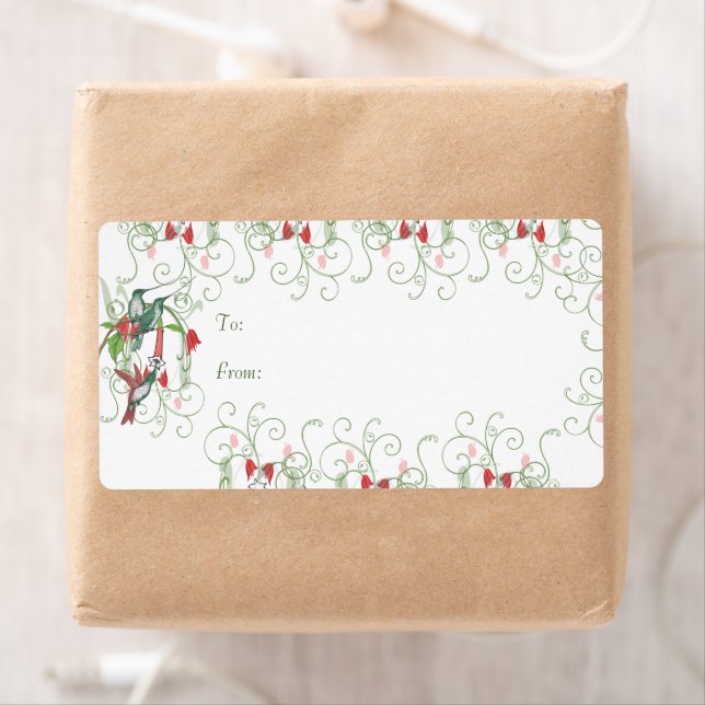 Vintage Humingbird Swirl Christmas Gifts Tags (Insitu)