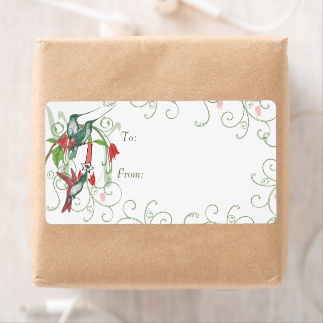 Vintage Humingbird Swirl Christmas Gifts Tags (Insitu)