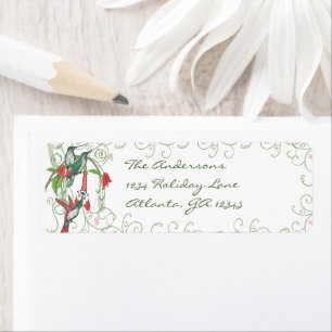 Vintage Humingbird Swirl Christmas Return Address