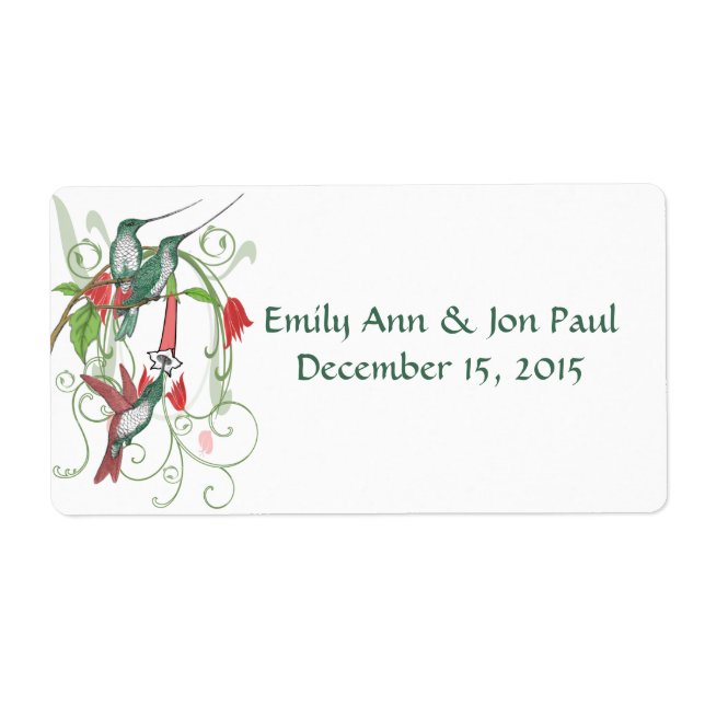 Vintage Humingbird Swirl Christmas Tree Labels (Front)