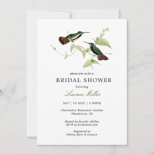 Vintage Humming bird Bridal shower invitation