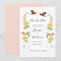 Vintage Humming bird floral Save the Date