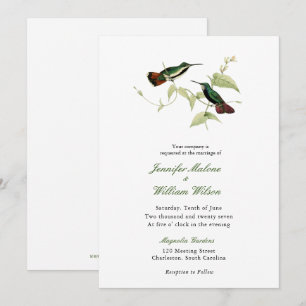 Vintage Humming bird wedding invitation