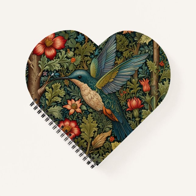 Vintage hummingbird art botanical boho chic notebook (Front)