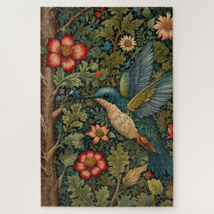 Vintage hummingbird art nouveau boho chic jigsaw puzzle